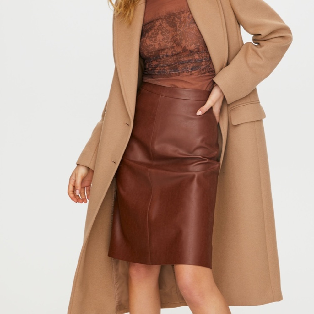 Aritzia Wilfred Diamante Skirt in Patina Brown